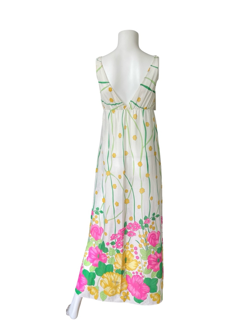 Vintage Lorraine Maxi Slip Dress Nightgown Sheer Floral Cottagecore Size Small - Picture 2 of 8